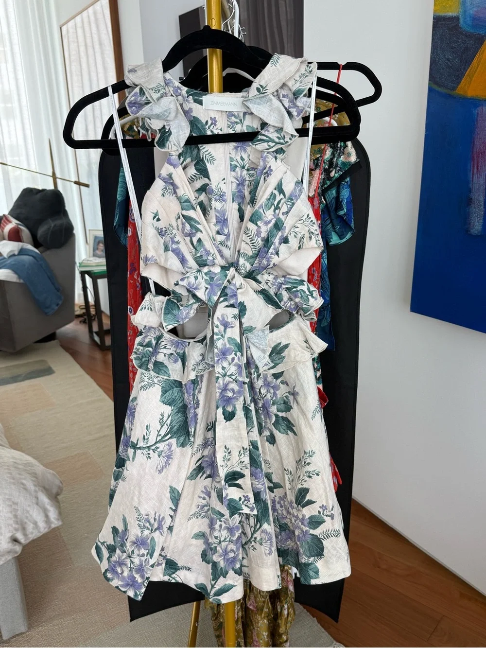 Zimmerman Cassia Ruffle Mini Dress size 1 - Picture 3 of 4